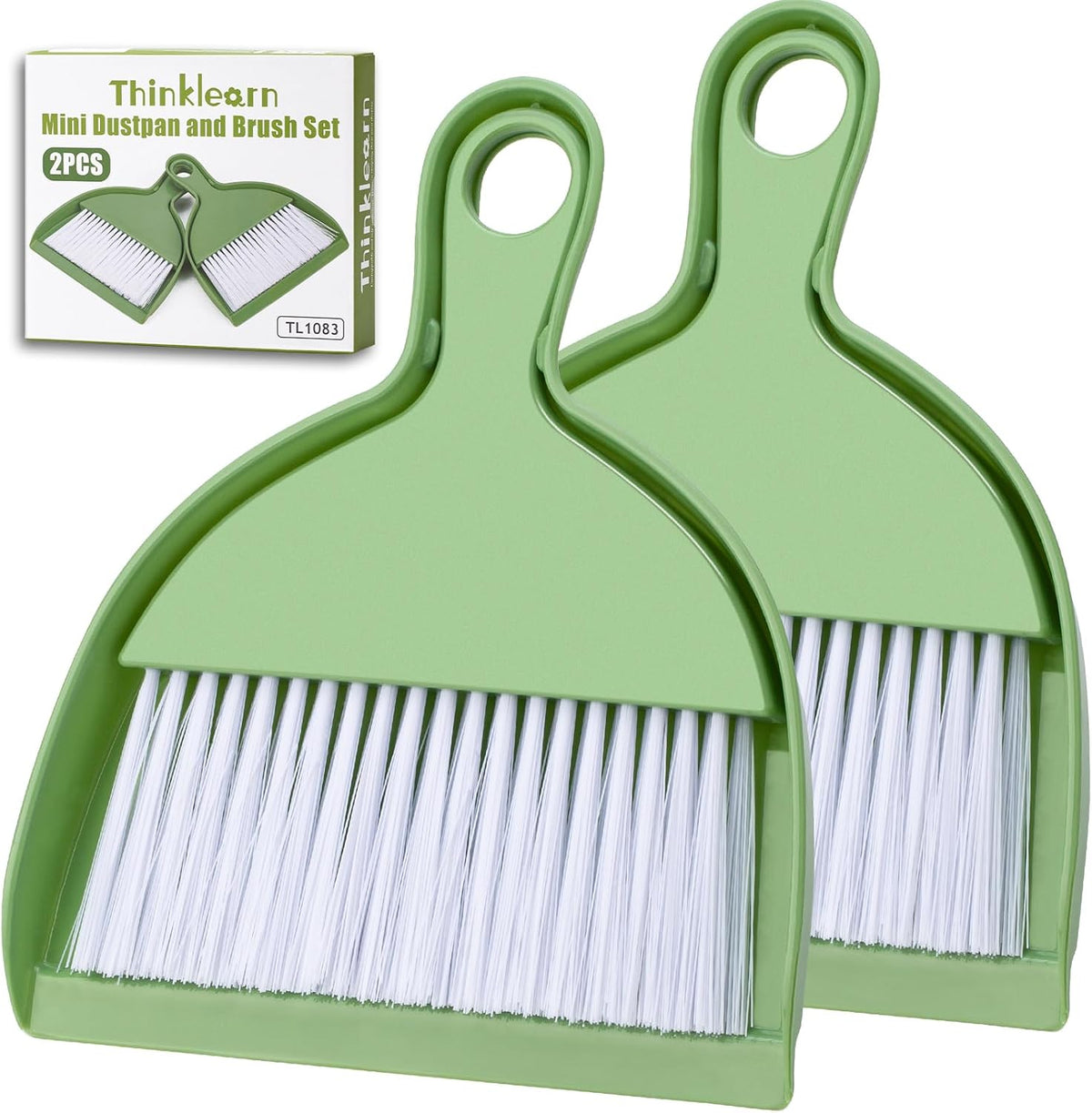 THINKLEARN 2PCS Small Dust Pan and Brush Set