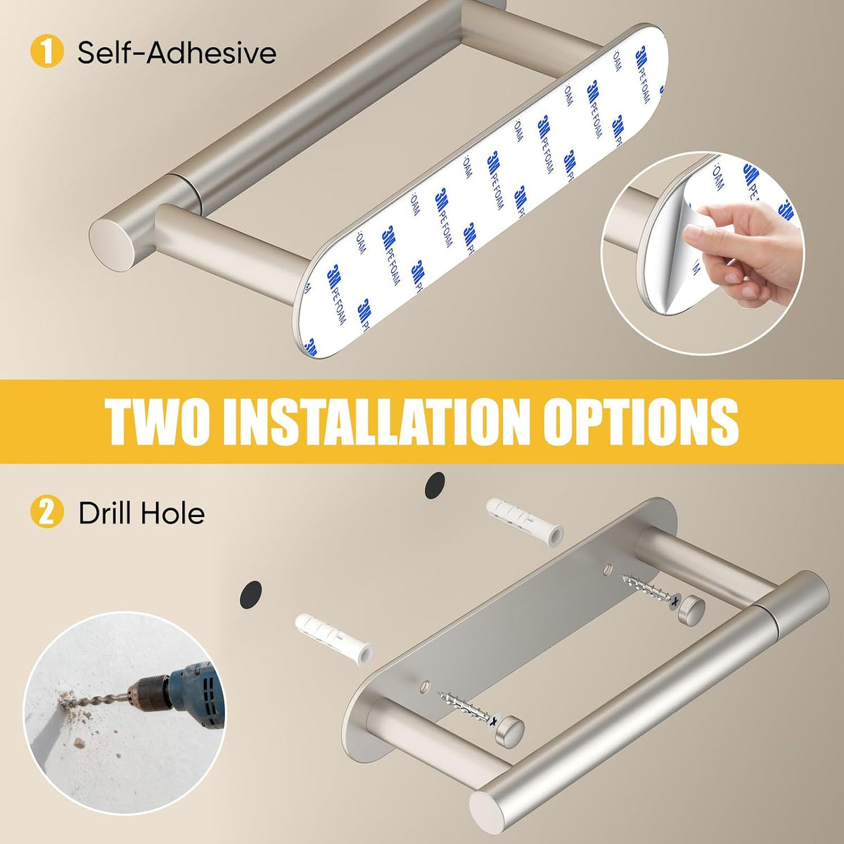 BESy Toilet Paper Holder, Bathroom Tissue Holder Wall Mount Brushed Nickel