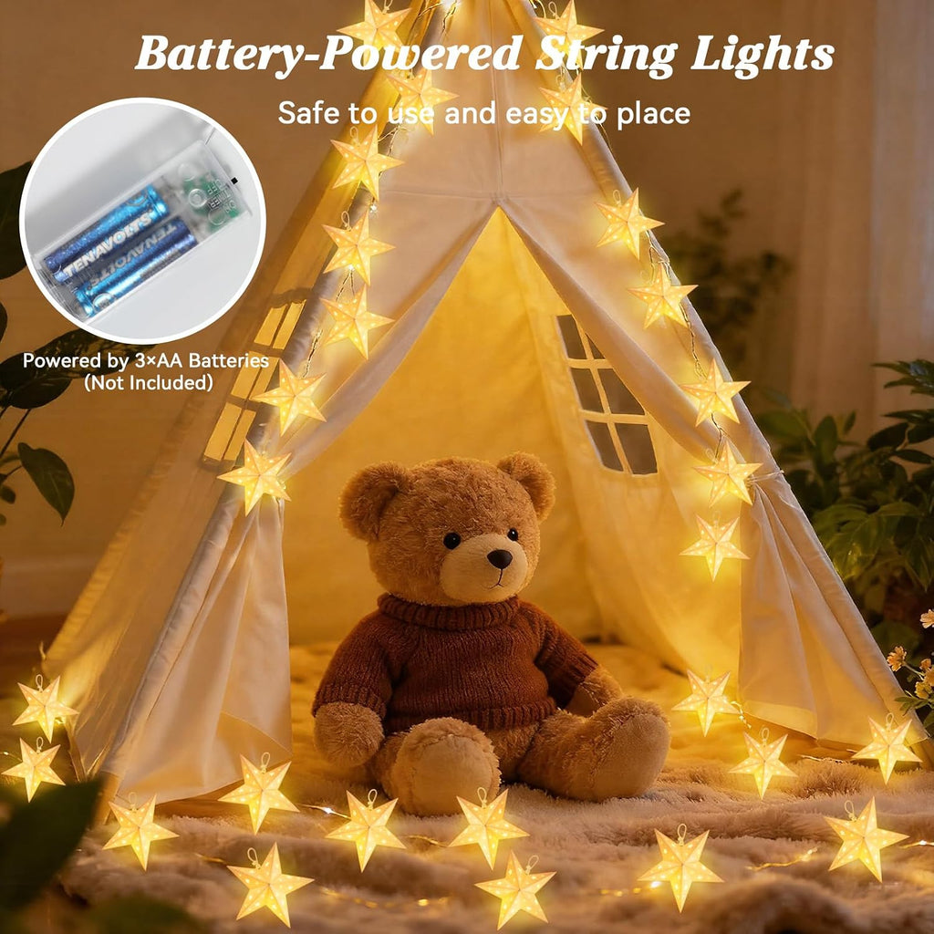 Lewondr 20 LED Star String Lights Battery Operated with 6H Timer