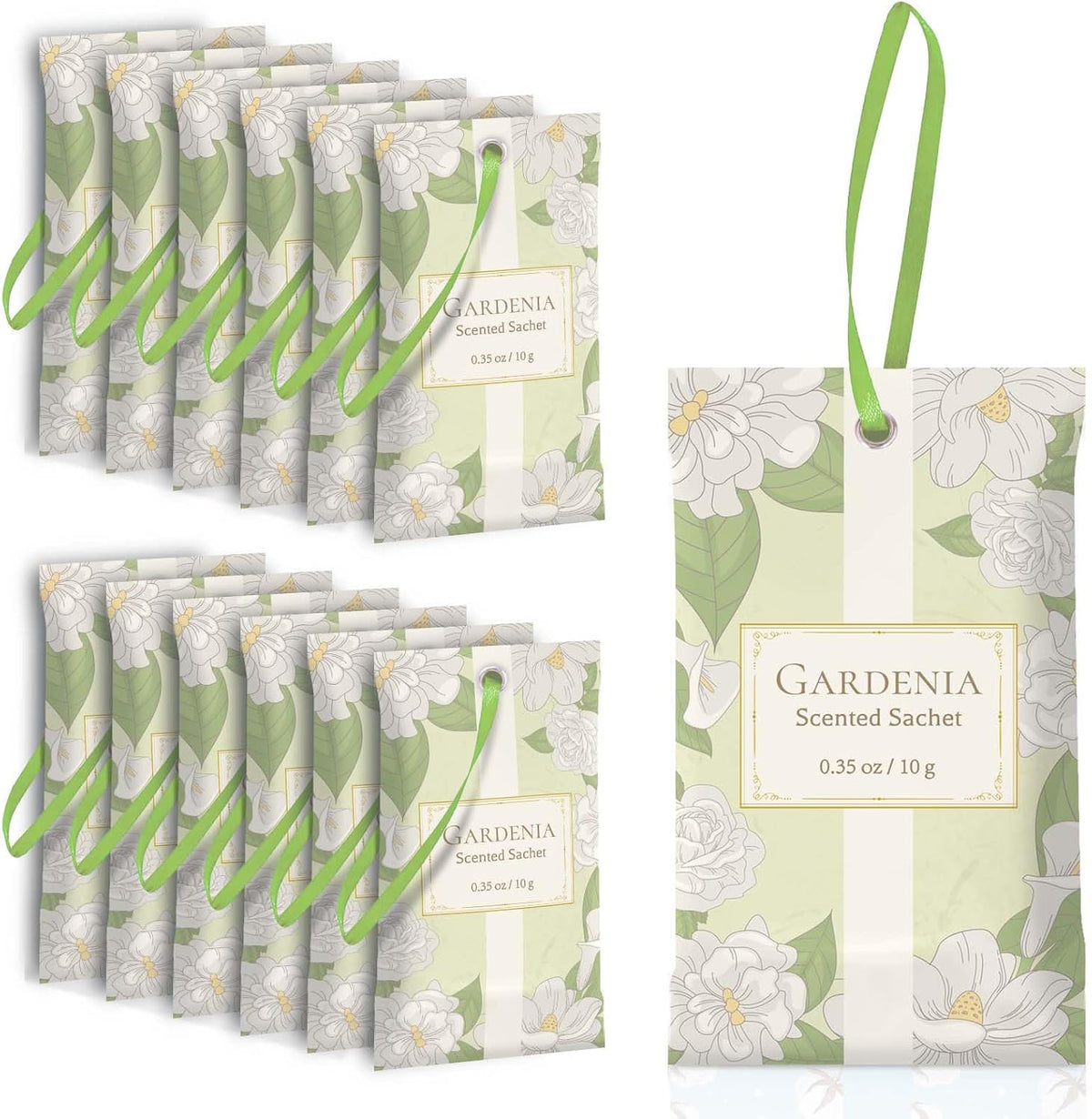 SCENTORINI Scented Sachets for Drawer and Closet, Gardenia Scent 14 Pack