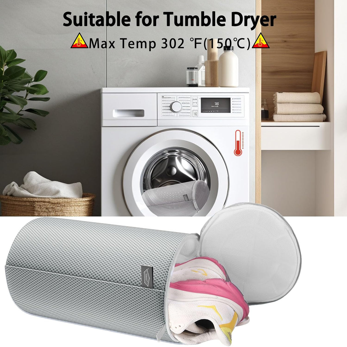 Shoe Washing Machine Bag, Large Laundry Bag for Sneaker, Grey, 8x15", 4Pcs
