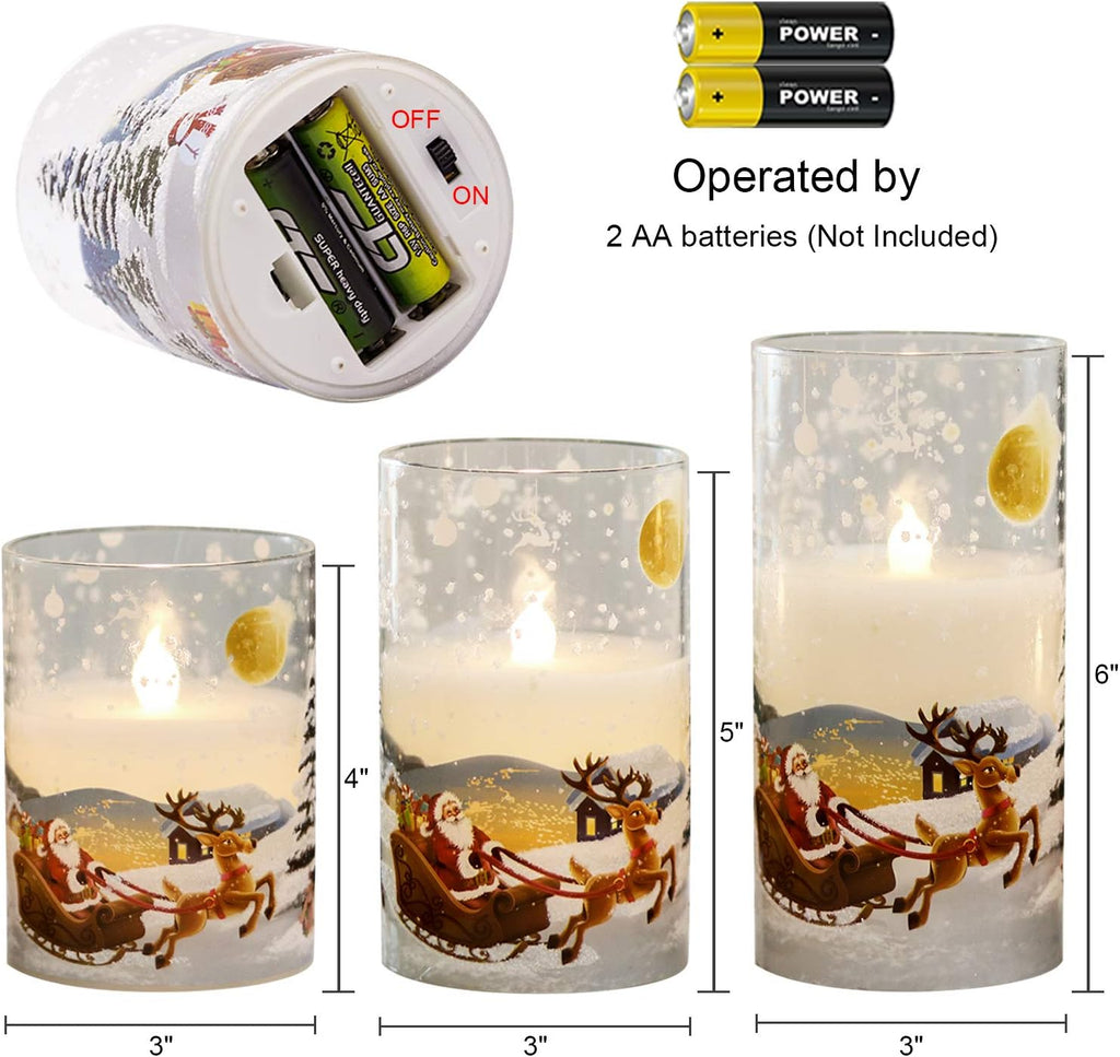 Eldnacele Santa Christmas Flameless Candles Glass with Remote and Timer
