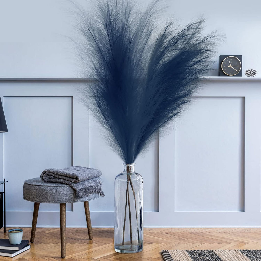 ONECIRCLE Dried Pampas Grass,Faux Pampas Grass with 3 pcs of 43'' sterm Suitable for Boho Decor(Blue)