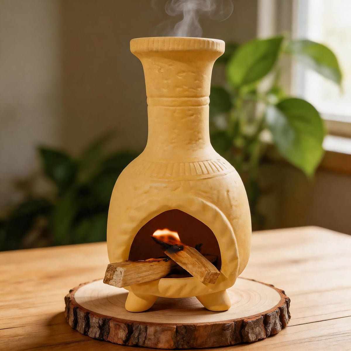Ceramic Mini Chiminea Palo Santo Burner, Decorative Cone Incense Holder