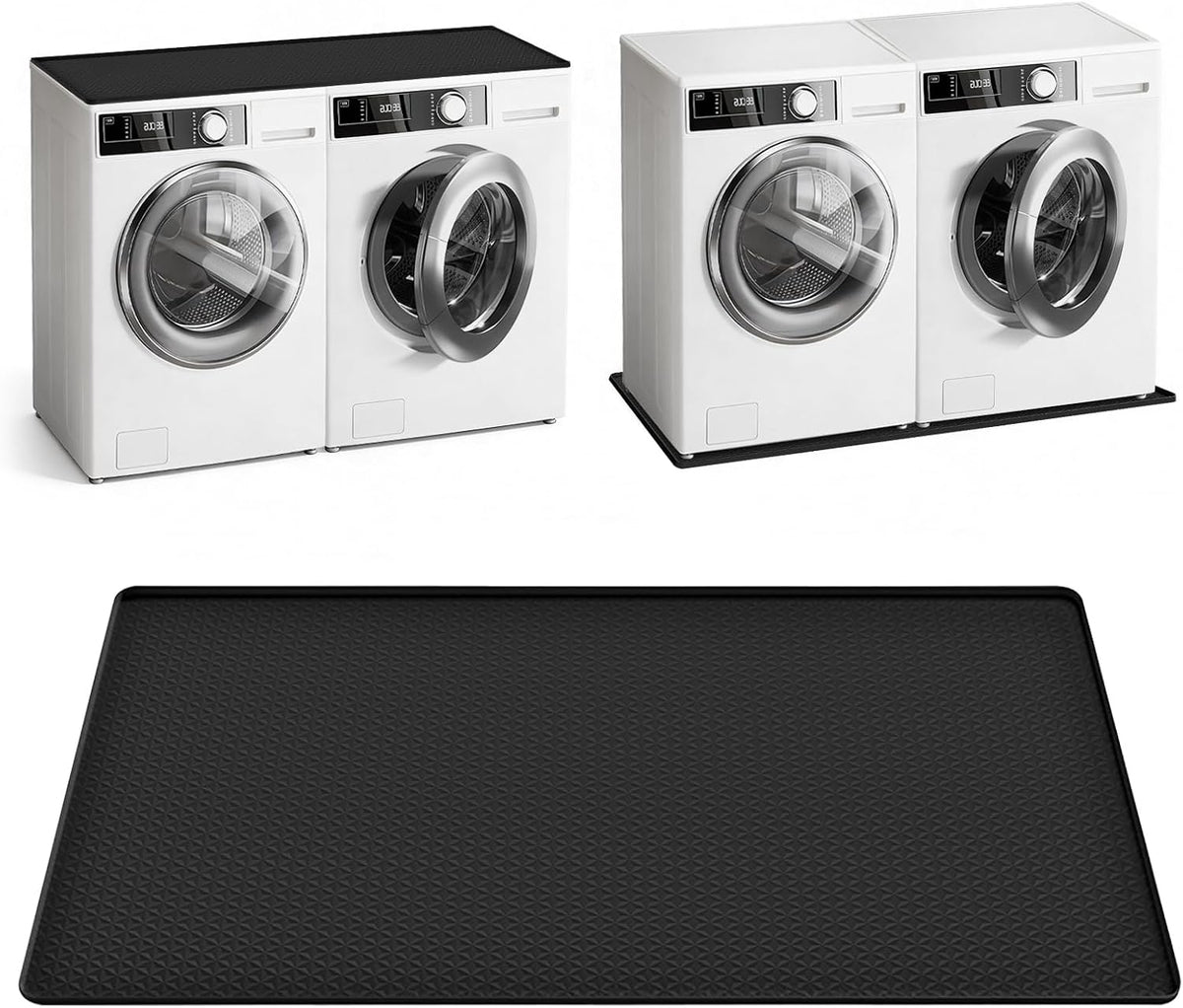 Large Washing Machine Mat 54" x 27.5" Silicone Under Washer Dryer Pan Black