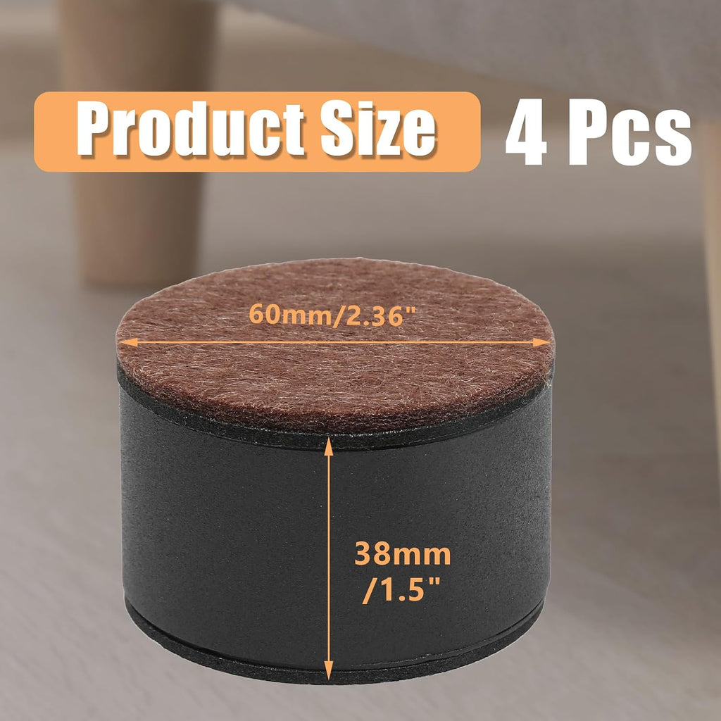 Biaungdo 4 Pcs Self-Adhesive Furniture Risers, 1.5", Black