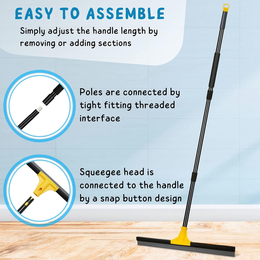 Floor Squeegee for Concrete and Tile Cleaning, 24'' Water Wiper Broom