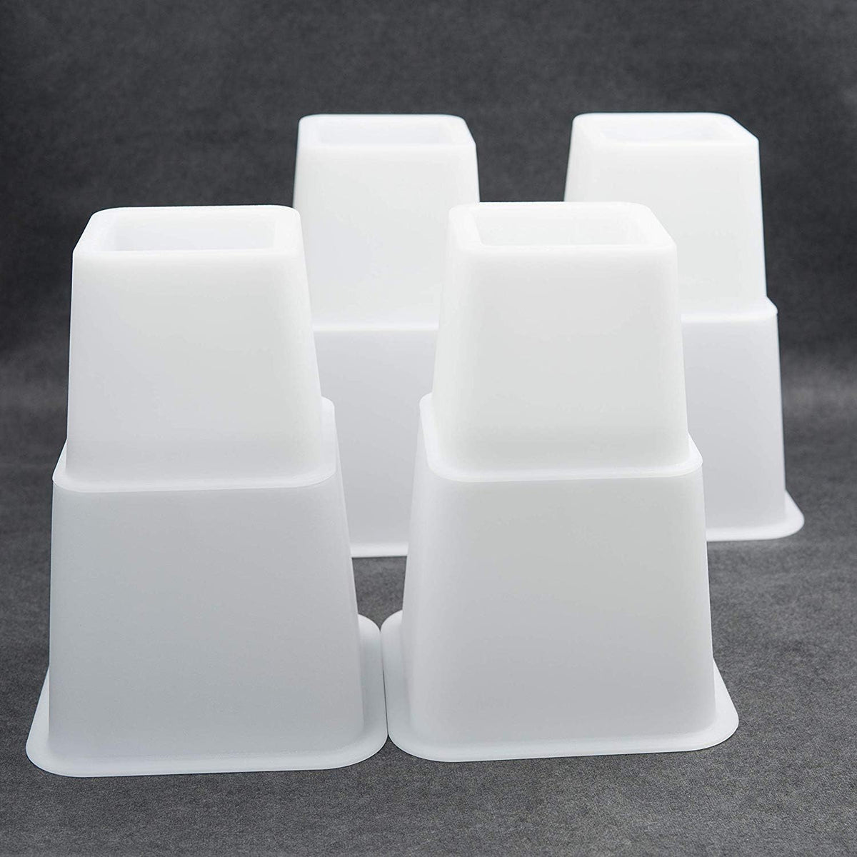 HomeRoots Adjustable Bed Furniture Risers, Heavy Duty Plastic 3", 5" or 8" White Risers for for Bed and Sofa - Set of 4 - Holds up to 1300LB