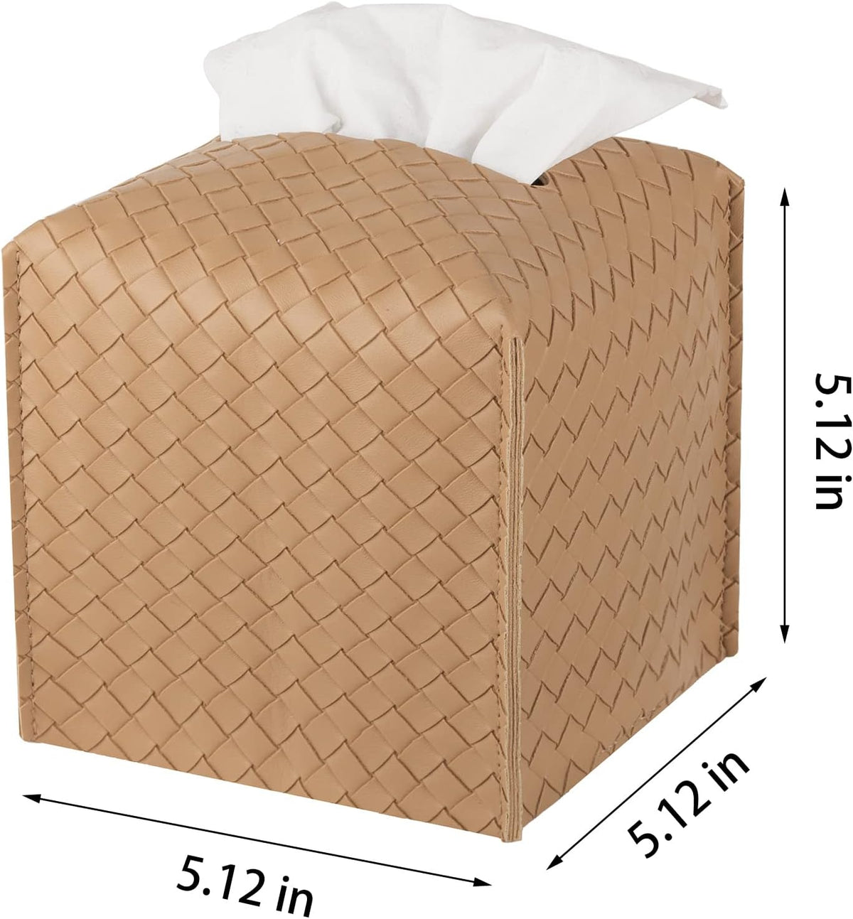 zoocatia Tissue Box Cover PU Leather Tissue Holder Square Facial Tissue Case Facial Paper Organizer Dispenser for Bathroom, Vanity Countertop, Tabletop, Car, Khaki
