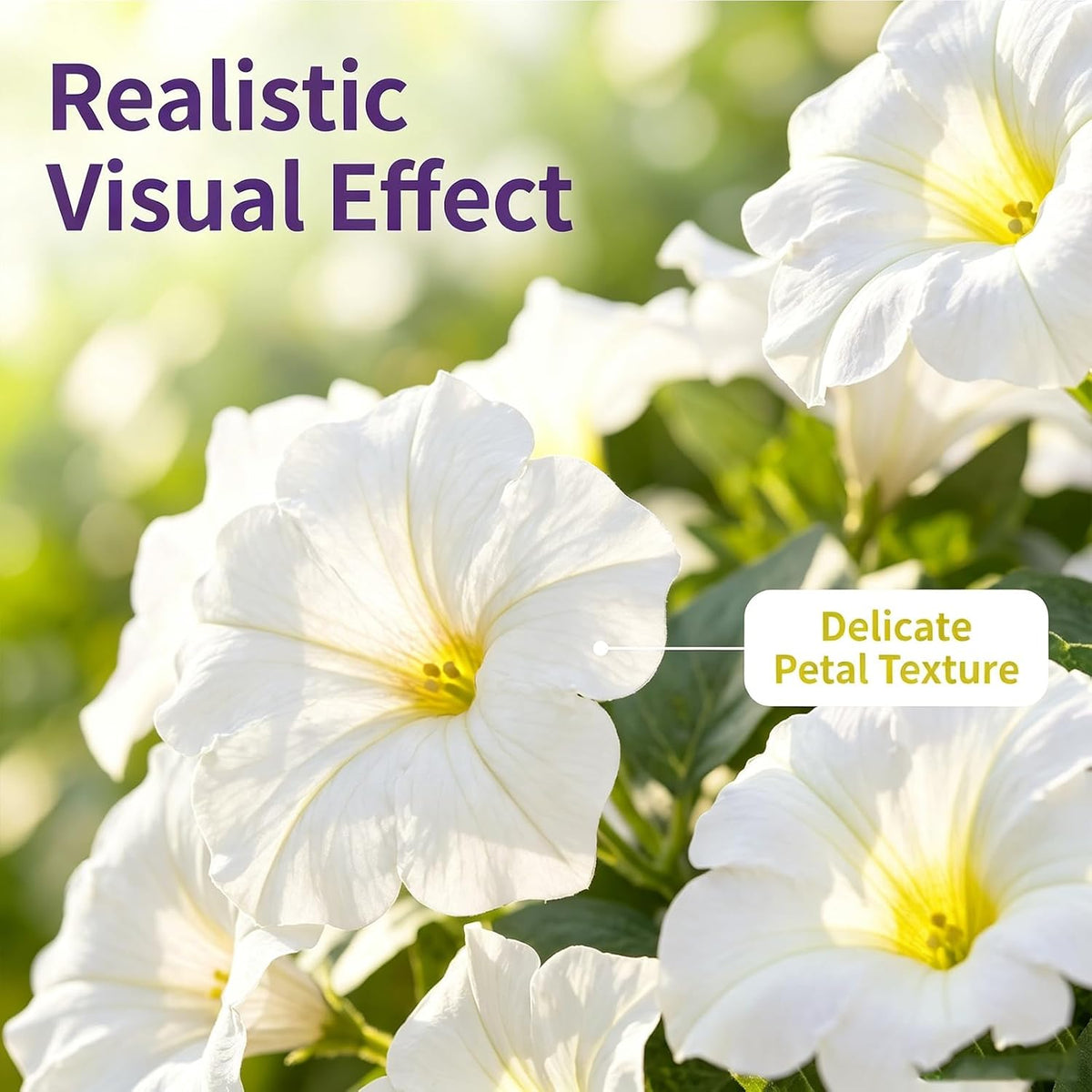 Artificial Flowers for Outdoors, Faux Petunias Spring Summer Decoration, Fake Flowers Plants UV Resistant Look Real Silk Flowers for Outside Planter Front Door Porch Patio Yard (White)