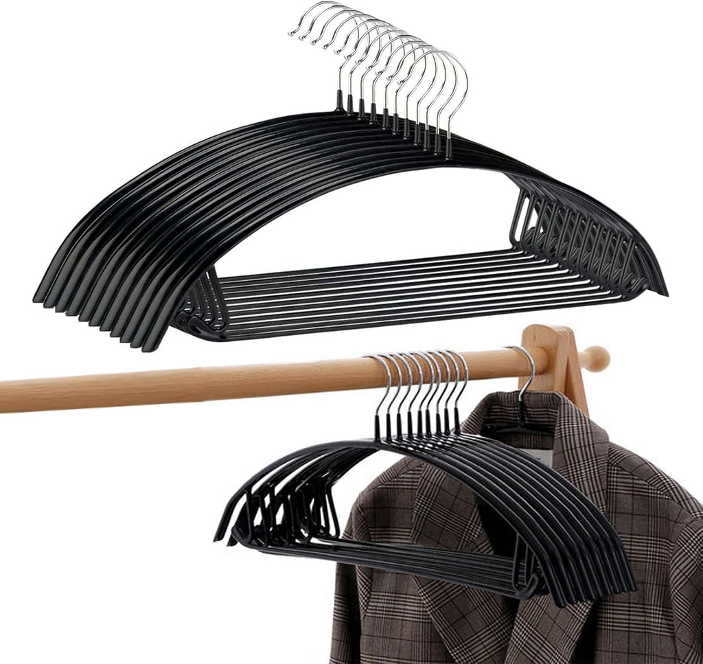 Contour Metal No Bumps Hanger - Suit, Coat & Sweater Hanger (Pack of 20, Black)