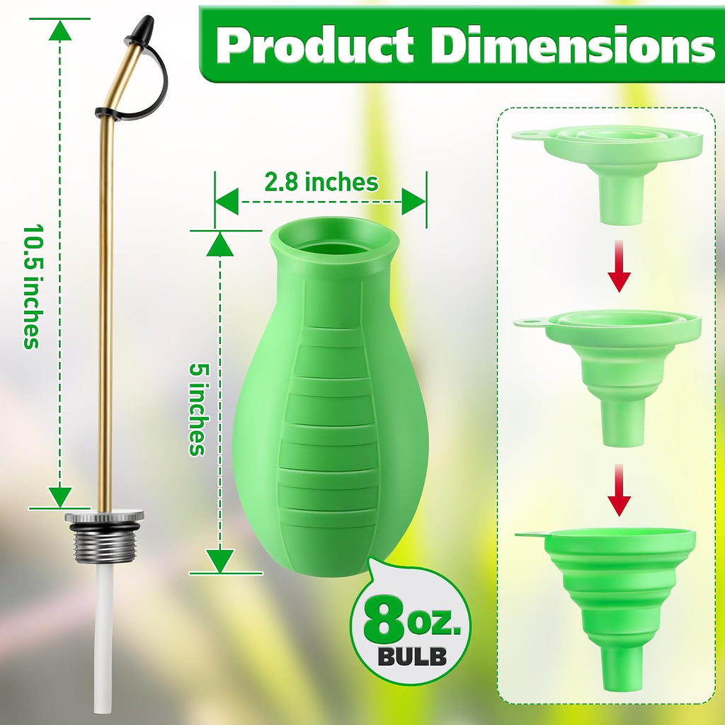 Diatomaceous Earth Powder Duster, 8OZ Garden Powder Applicator Dispenser with Long Metal Tube, Bulb Duster Sprayer for Home Organic Gardening Agricultural Supply(Green,1 Pack)