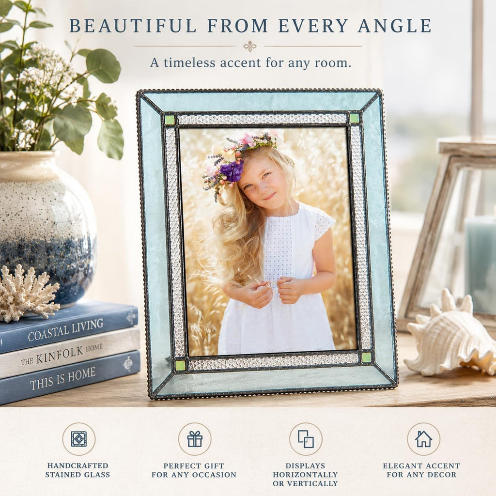 J Devlin Windsor Blue and Green Glass Picture Frame, 5x7 H/V