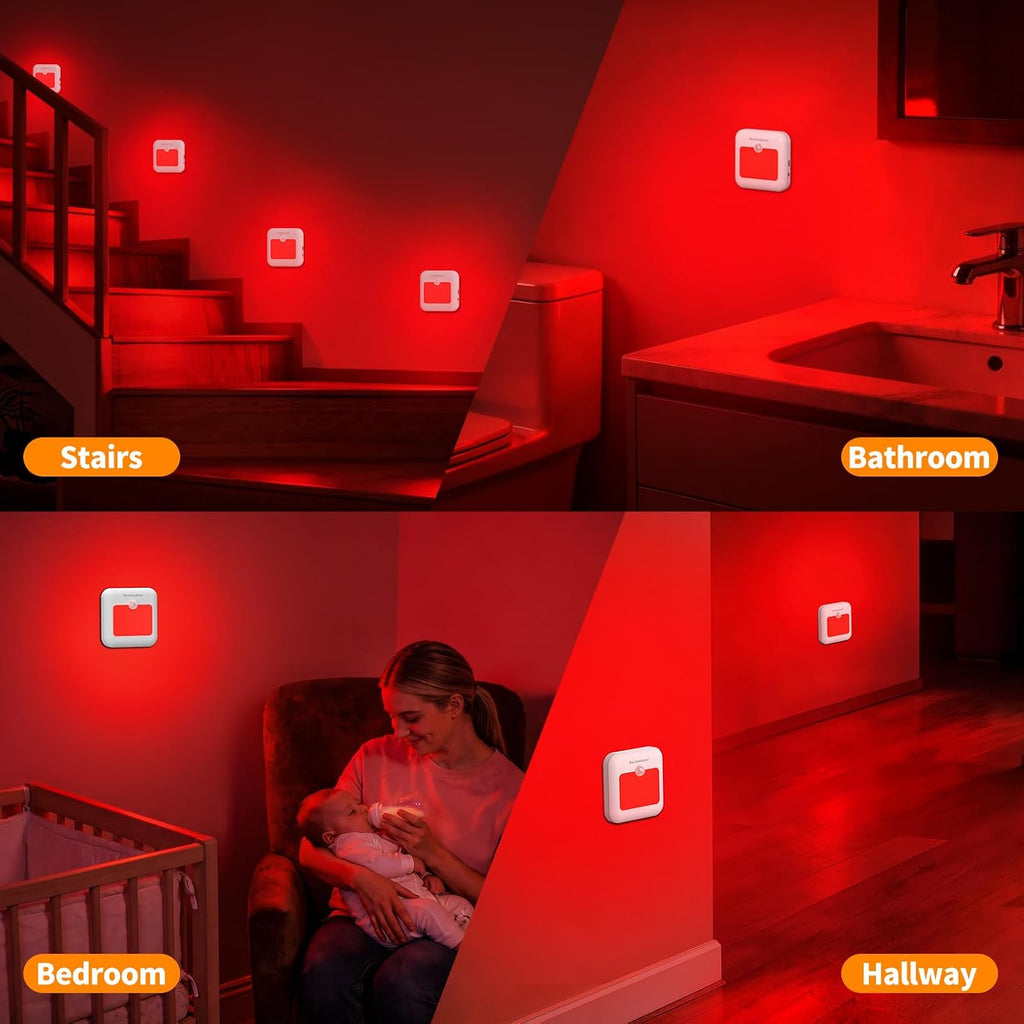Red Light Motion Sensor Night Lights Rechargeable Red Lights Stick on Magnetic Lights 670nm Red Light Lamp for Sleep, Bathroom, Bedroom, Stair, Hallway, Travel, Home Decor, 2Pack