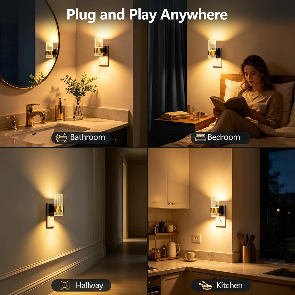 LED Night Lights Plug into Wall, 2Pack Dimmable Night Light