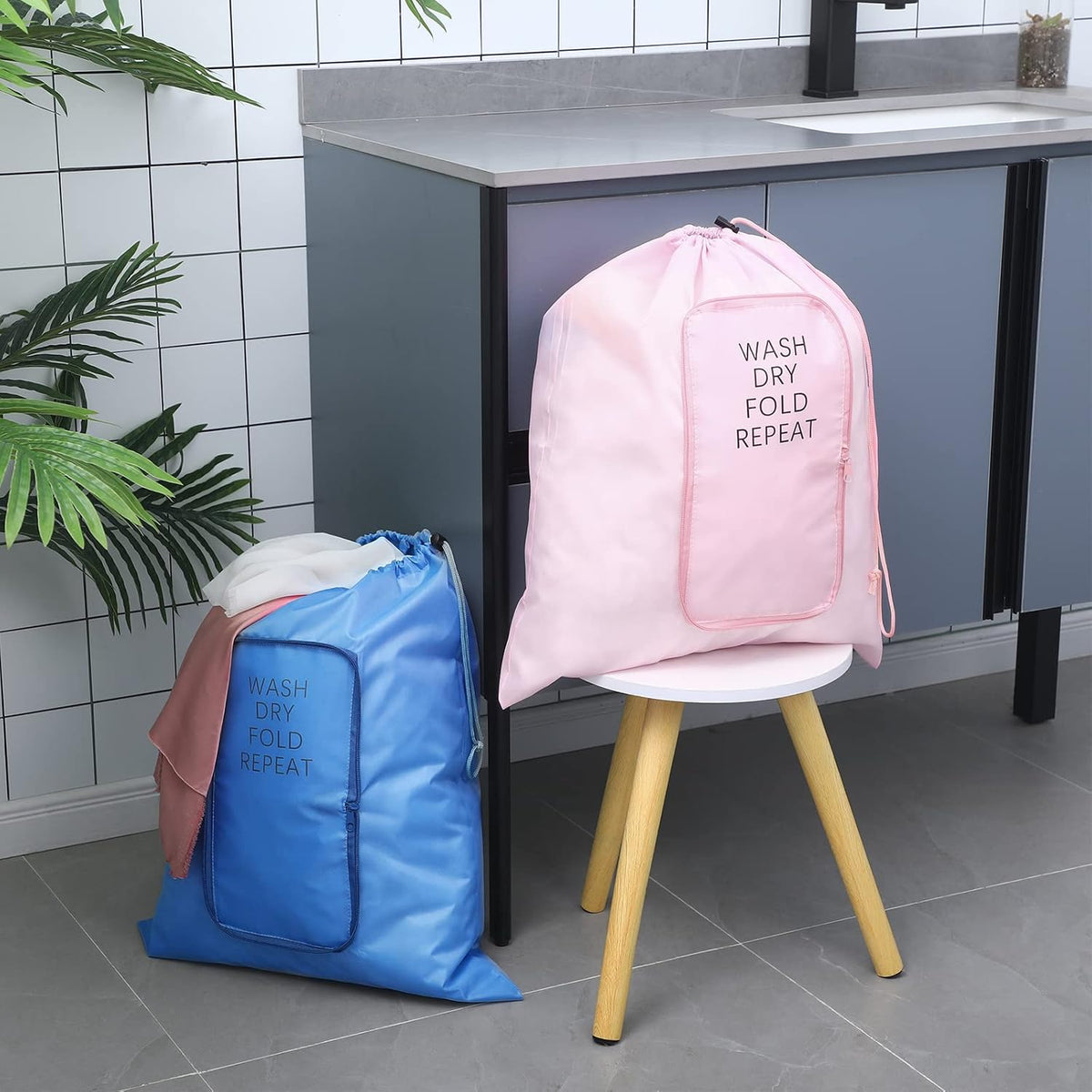 Boao 2 Pcs Travel Laundry Bag with Drawstring Zipper