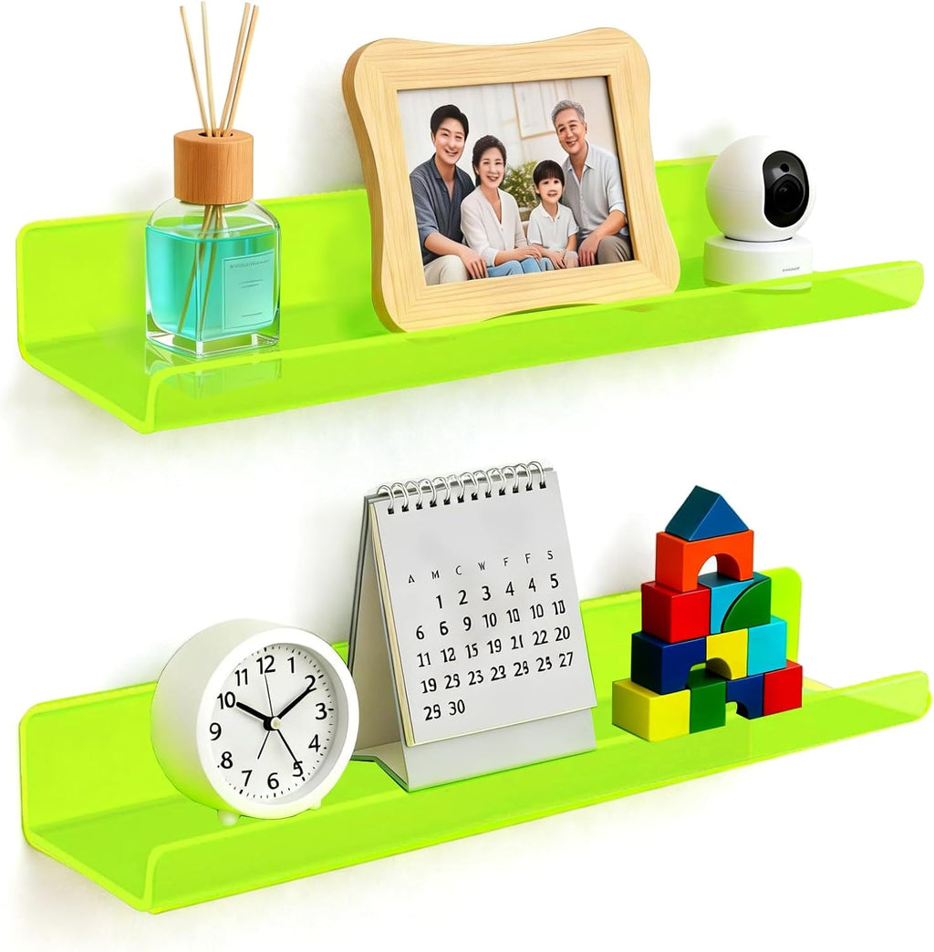 ROYALITA 2-Pack Acrylic Shelves Wall Mounted, 17 Inch Display Shelves