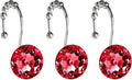 Red Crystal Diamond Shower Curtain Hooks for Bathroom【12Pack】, Silver Rust Proof Stainless Steel Rings, Decorative Gem Hanger, Bling Rhinestone, Glittery, Cute, Fancy Accessories