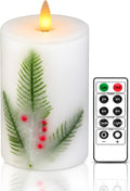 4"x6" Flameless Pillar Candles, 3D Moving Flickering Flame with Remote Timer, Battery Operated LED Candles Up to 400 Hours, Real Wax Pillars for Home Decor (Berry Thicket)