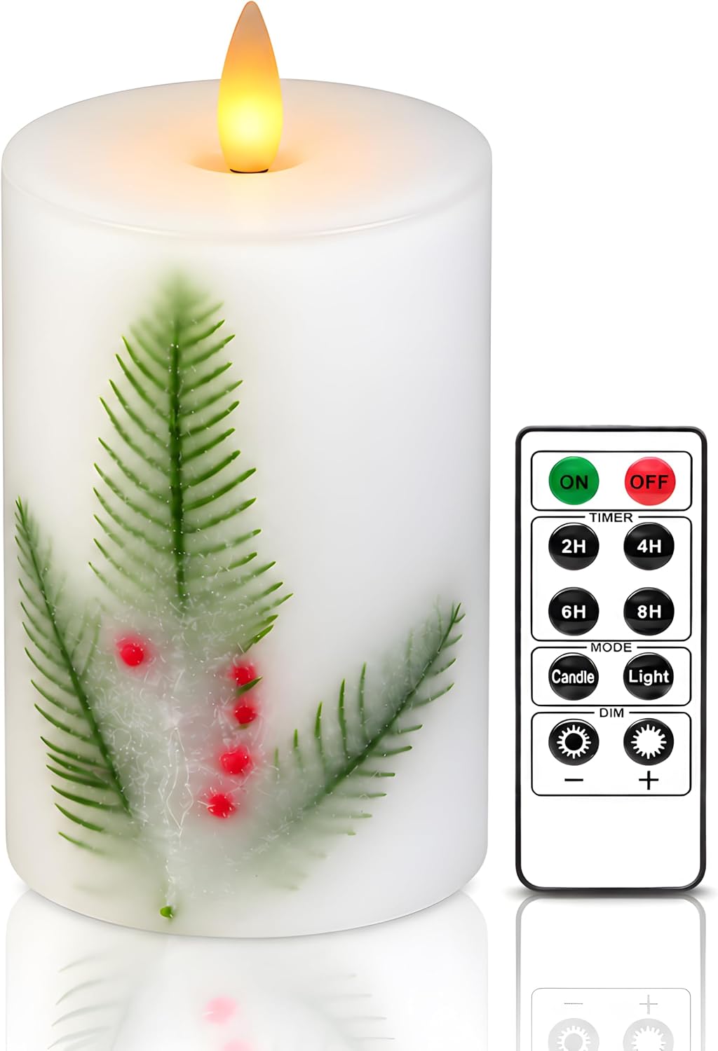 4"x6" Flameless Pillar Candles, 3D Moving Flickering Flame with Remote Timer, Battery Operated LED Candles Up to 400 Hours, Real Wax Pillars for Home Decor (Berry Thicket)