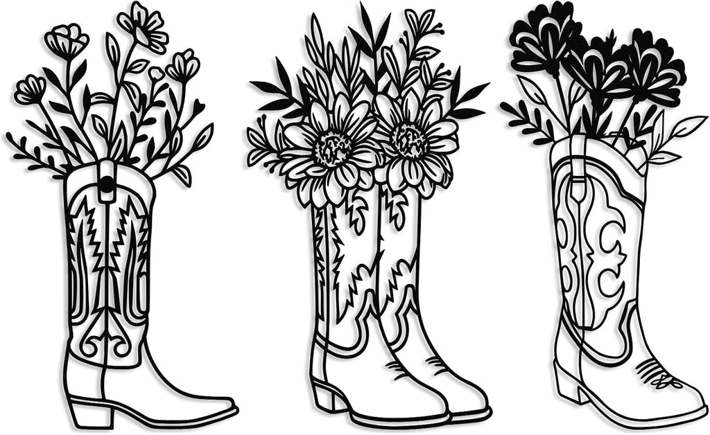 Otoolling 3 Pcs Cowboy Boots Metal Wall Art Western Decor Vintage