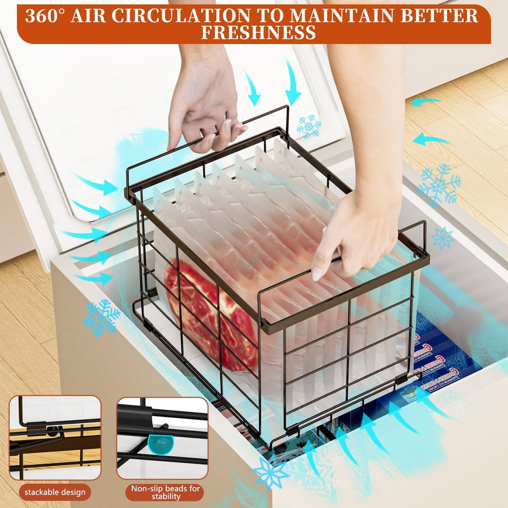 Freezer Organizer Bins for 3.5 Cu.Ft,Upgrade Quick Expand/Collapse,4PACK
