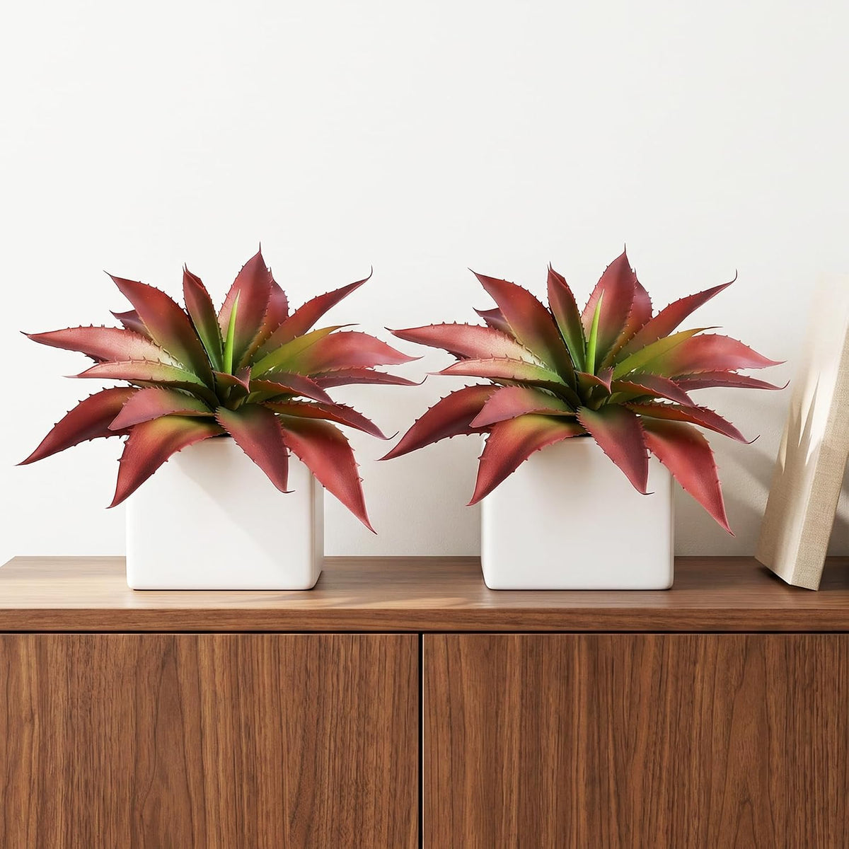 Artificial Succulents Fake Plants UV Resistant for Outdoor 2PC Red