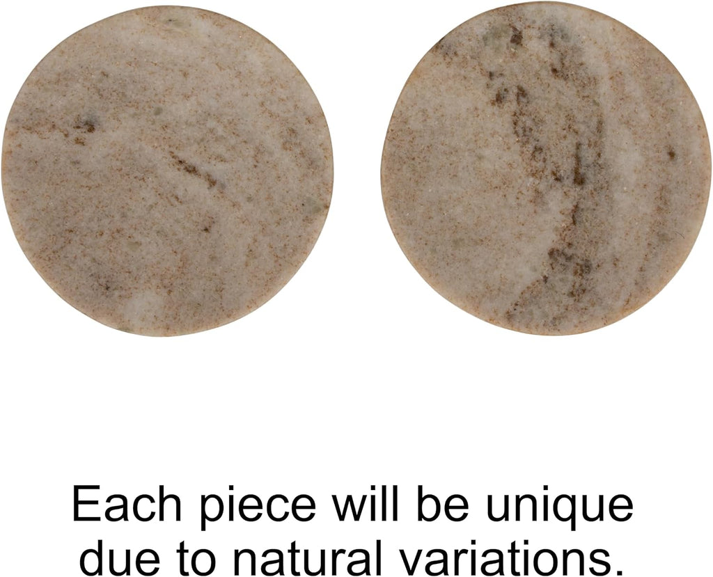 Creative Co-Op Marble Round Soapdish, Beige