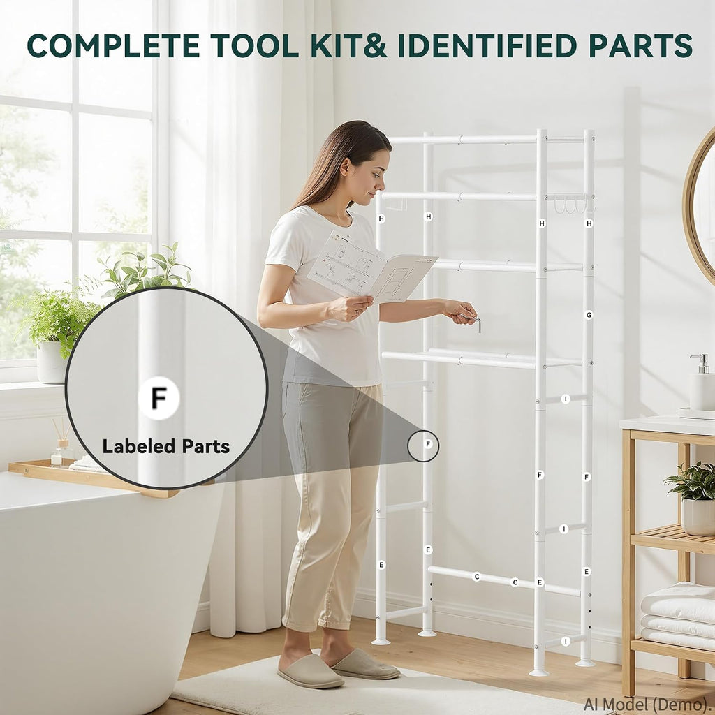 GloTika 4-Tier Over The Toilet Storage Shelves, White