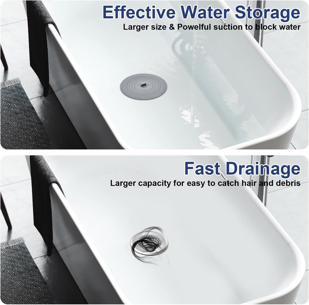 Shower Drain Cover Bathtub Stopper, 4.4" Hair Catcher for Bath, Tub & Sink