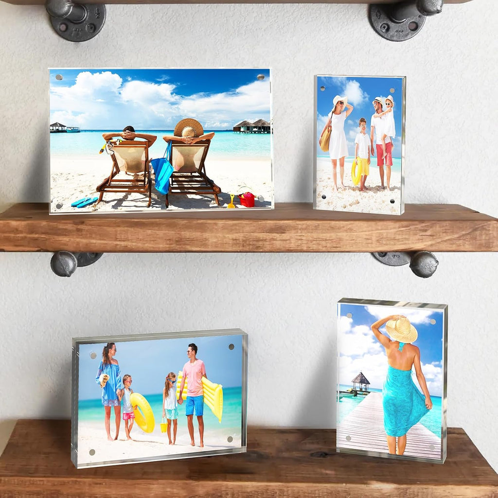 4x6 Inch Acrylic Picture Frame 5 Pack, 10+10mm Magnetic Photo Frame
