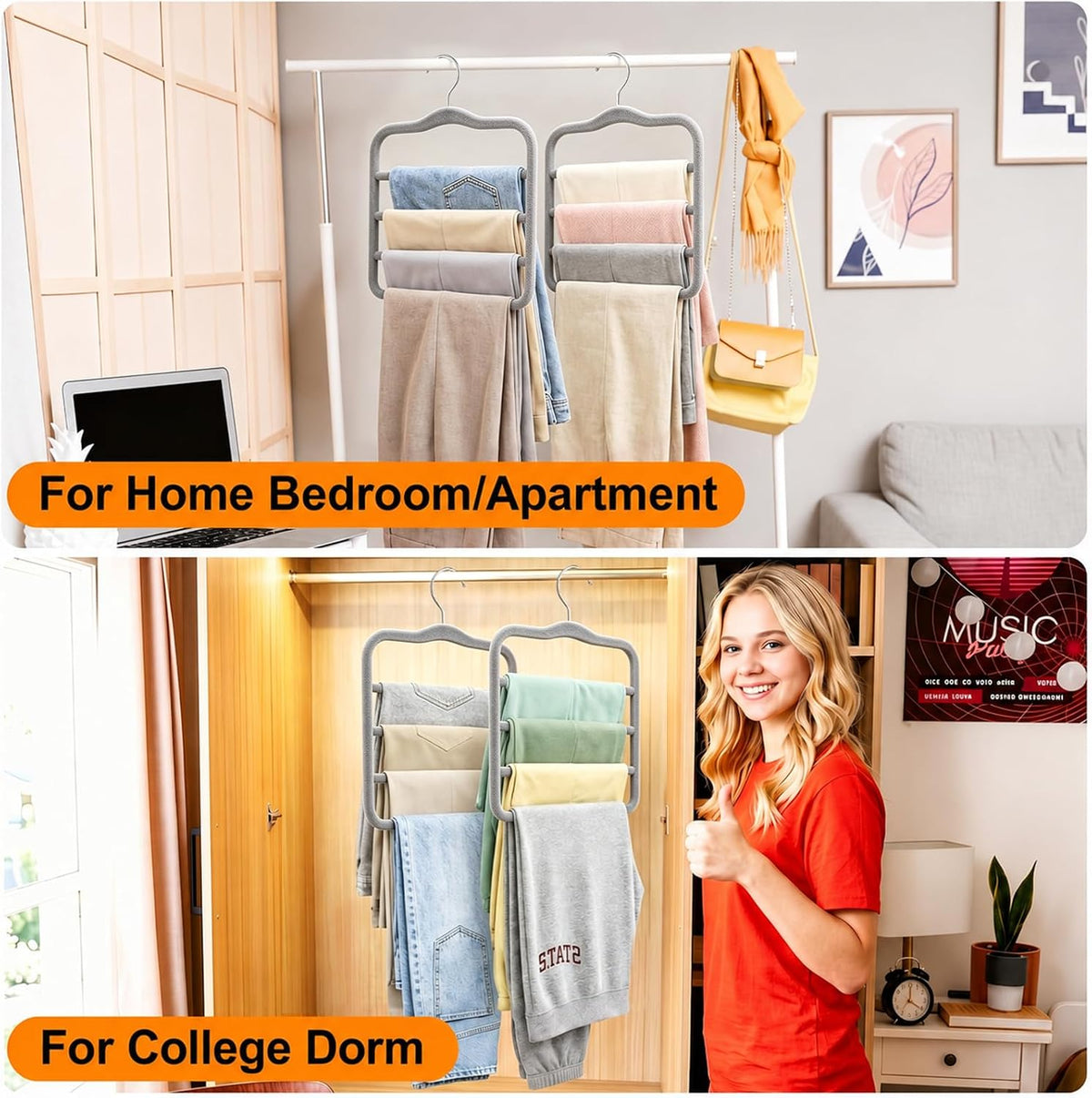 Velvet Pants Hangers Space Saving, 4 Pack Non Slip Closet Organizer