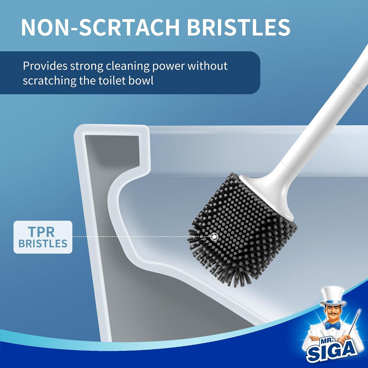 MR.SIGA Toilet Brush and Holder Wall Mounted, White, 1 Pack