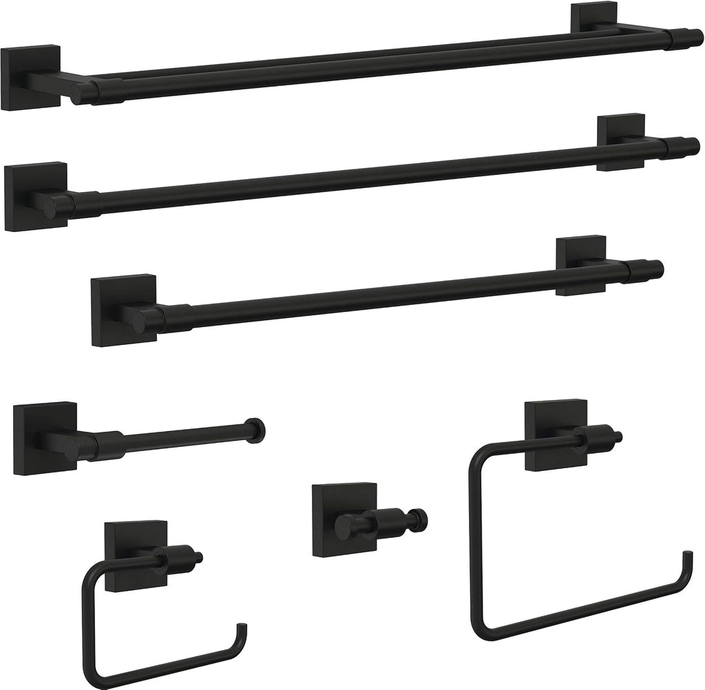 Franklin Brass Maxted (1-Pack) 24" Towel Rack for Bathroom, Matte Black Double Towel Bar for Bathroom Wall Towel Holder Rod Wall Mounted Bathroom Accessories MAX25-FB