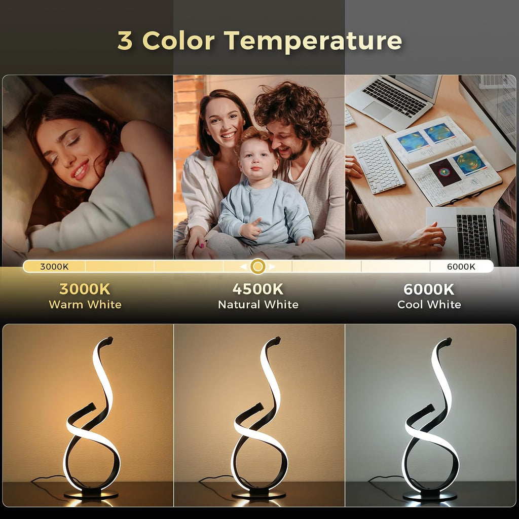 Modern Cool LED Table Lamp, Spiral Touch Control Desk Light