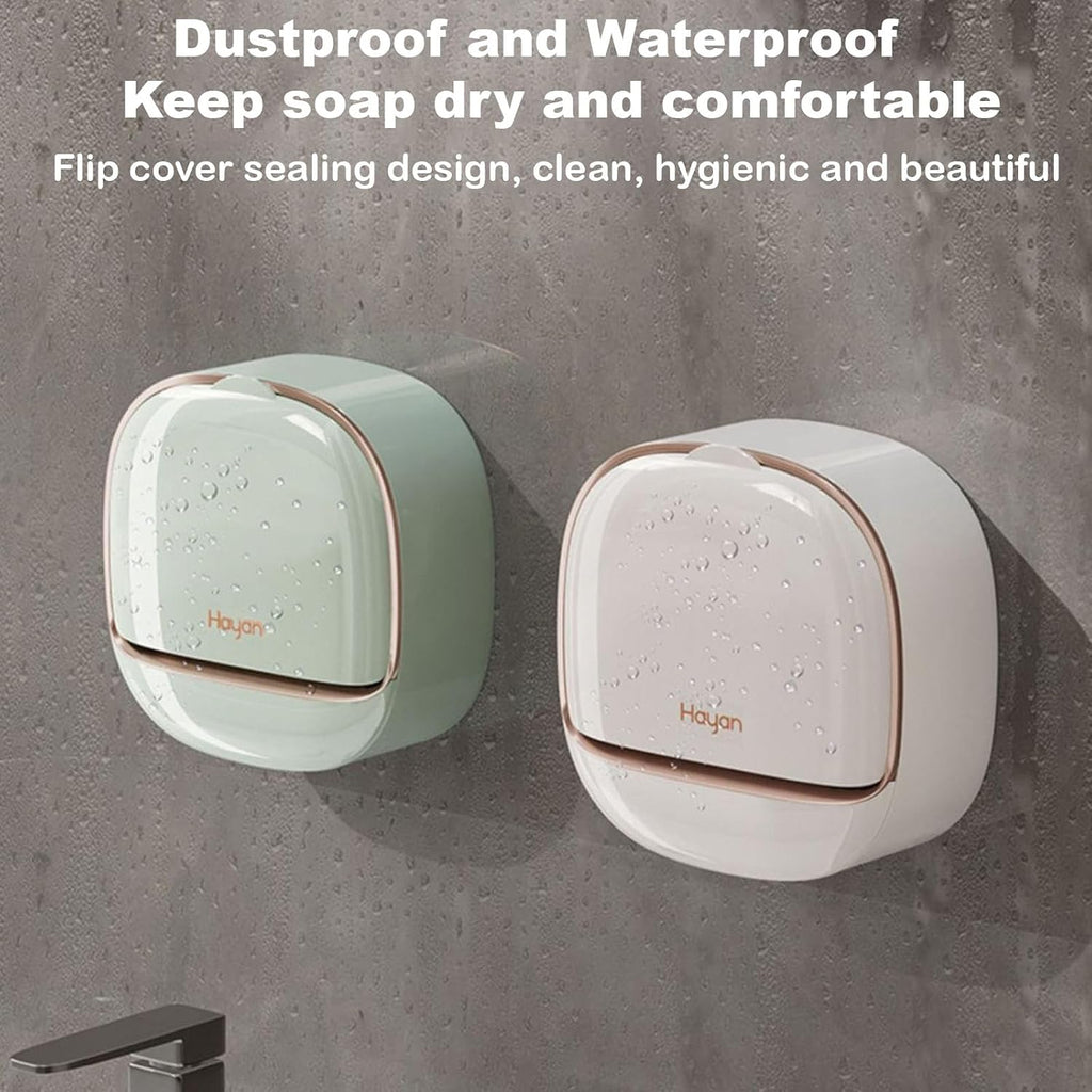 Soap Holder Dish Shower, Bar Soap Holder with Drainage, Self Draining Soap Holder, Wall Mounted Soap Box Tray Container for Bathroom, Bathtub Kitchen Sink (1PC Light Green)