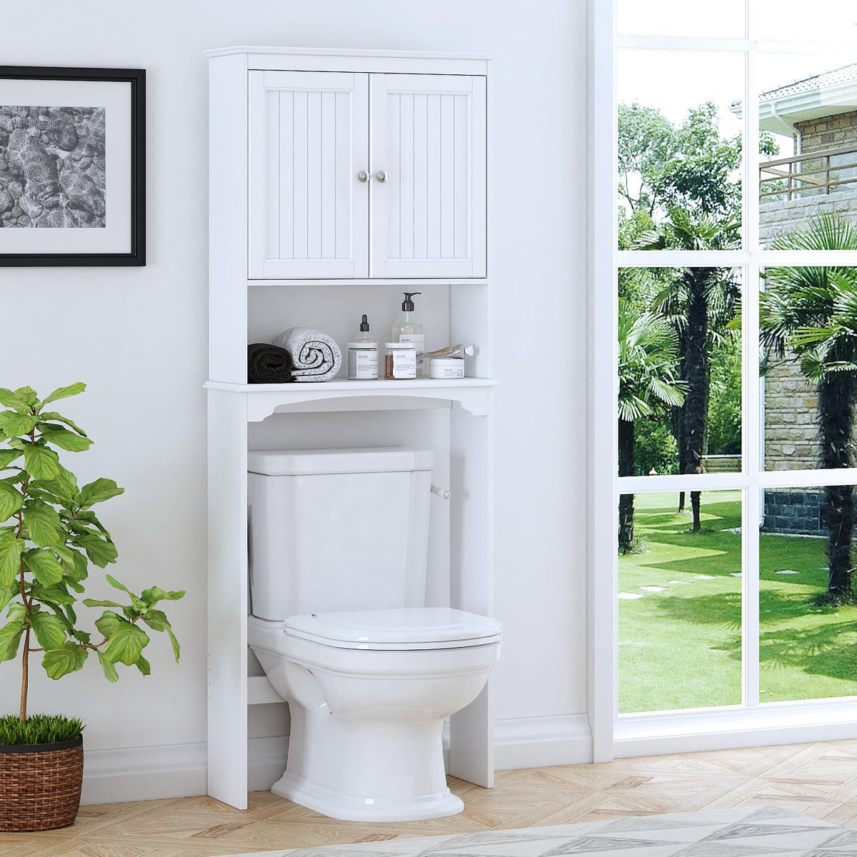 Spirich Over The Toilet Storage Cabinet with Doors, Bathroom Organizer