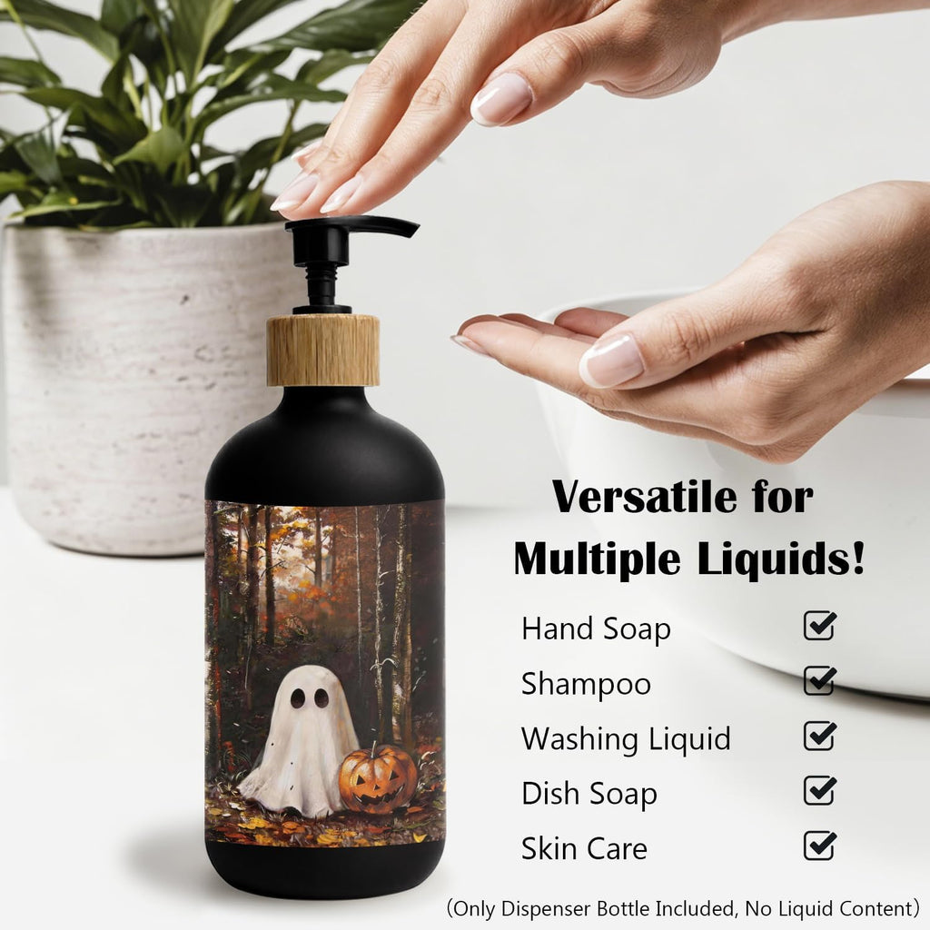 Forest Ghost Halloween Glass Soap Dispenser with Pump