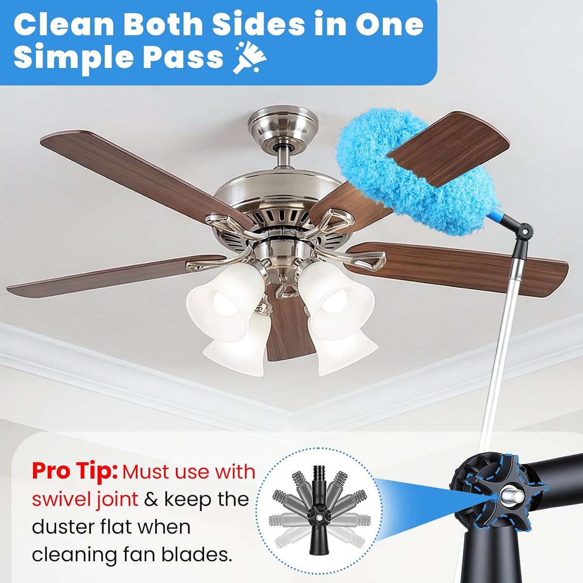 25ft High Reach Extendable Duster Kit with 4.5-18ft Extension Pole