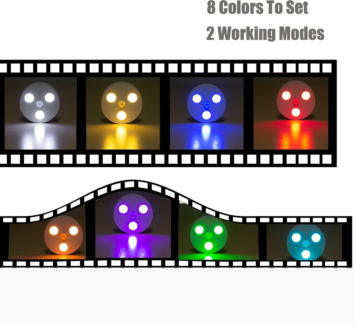 Motion Sensor Night Lights, USB-C Rechargeable, 8 Colors, Atmosphere Decoration Light, Magnetic, Wireless Stick on Under Counter Lights for Wine Cabinet, Kitchen, Bathroom, Stairway, Closet (4 Pack)