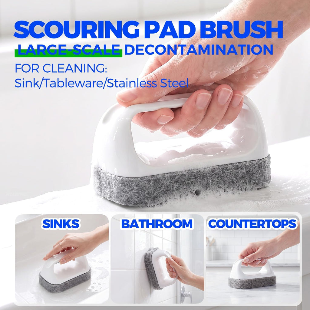 Holikme 6 Pack Dish Brush Set with Handle for Cleaning, Green