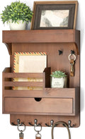 Rebee Vision Key Holder Wall Mount with Drawer Organizer for Entryway,Brown