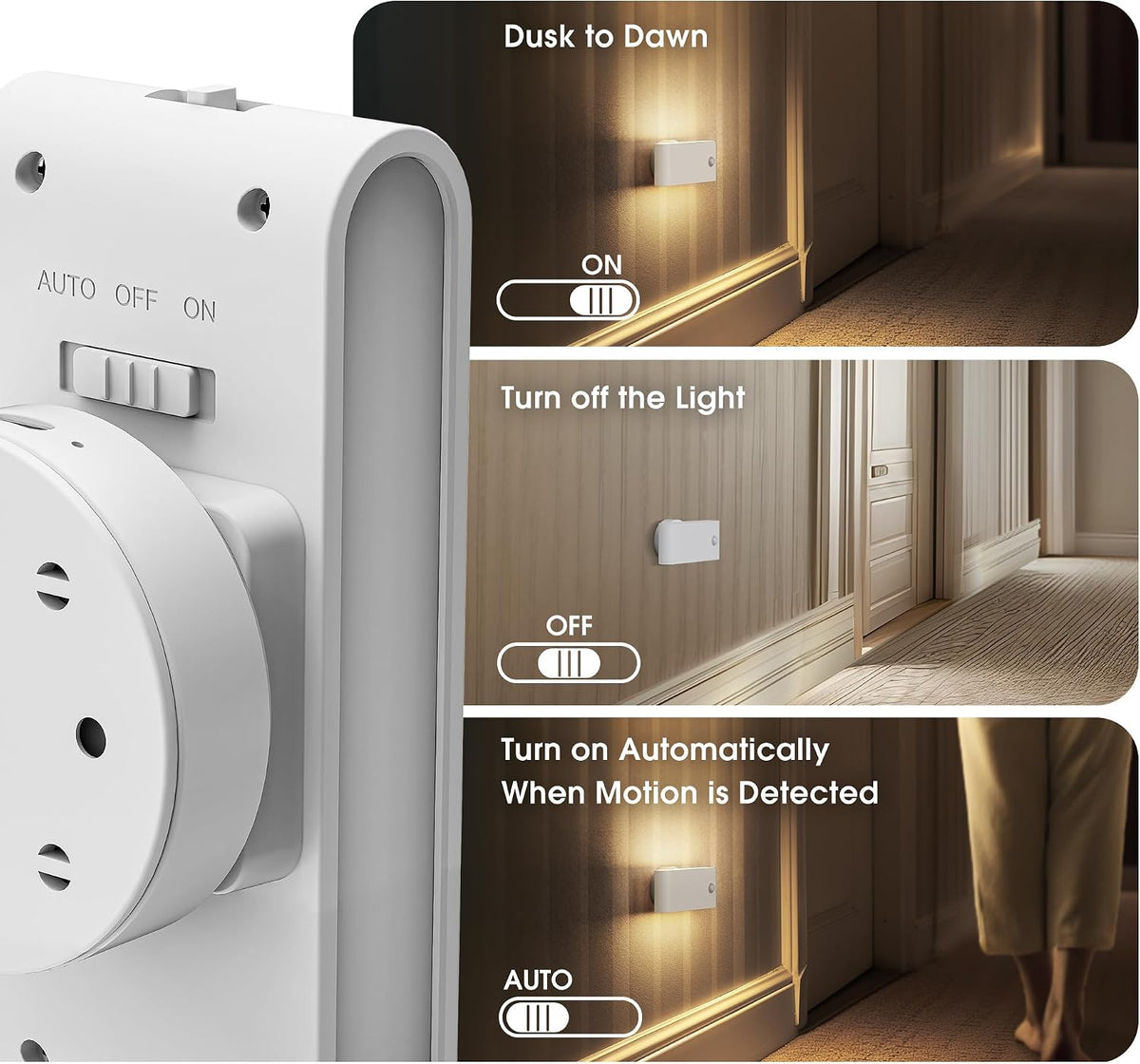 Briignite Motion Sensor Stair Light Indoor,LED Night Lights Plug into Wall