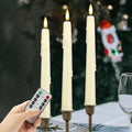 Dripless Flameless Taper Candles with Remote, Real Wax Battery Operated LED Candles Set with 3D Flickering Flame, 9.6" Realistic Dripless Candlesticks for Wedding Home Decor, 3 Pack Ivory