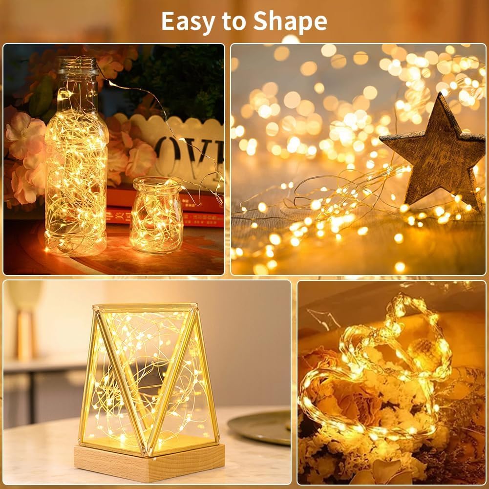 GDEALER 2 Pack 20 Ft 60 LED Fairy Lights, Battery-Operated, Warm White