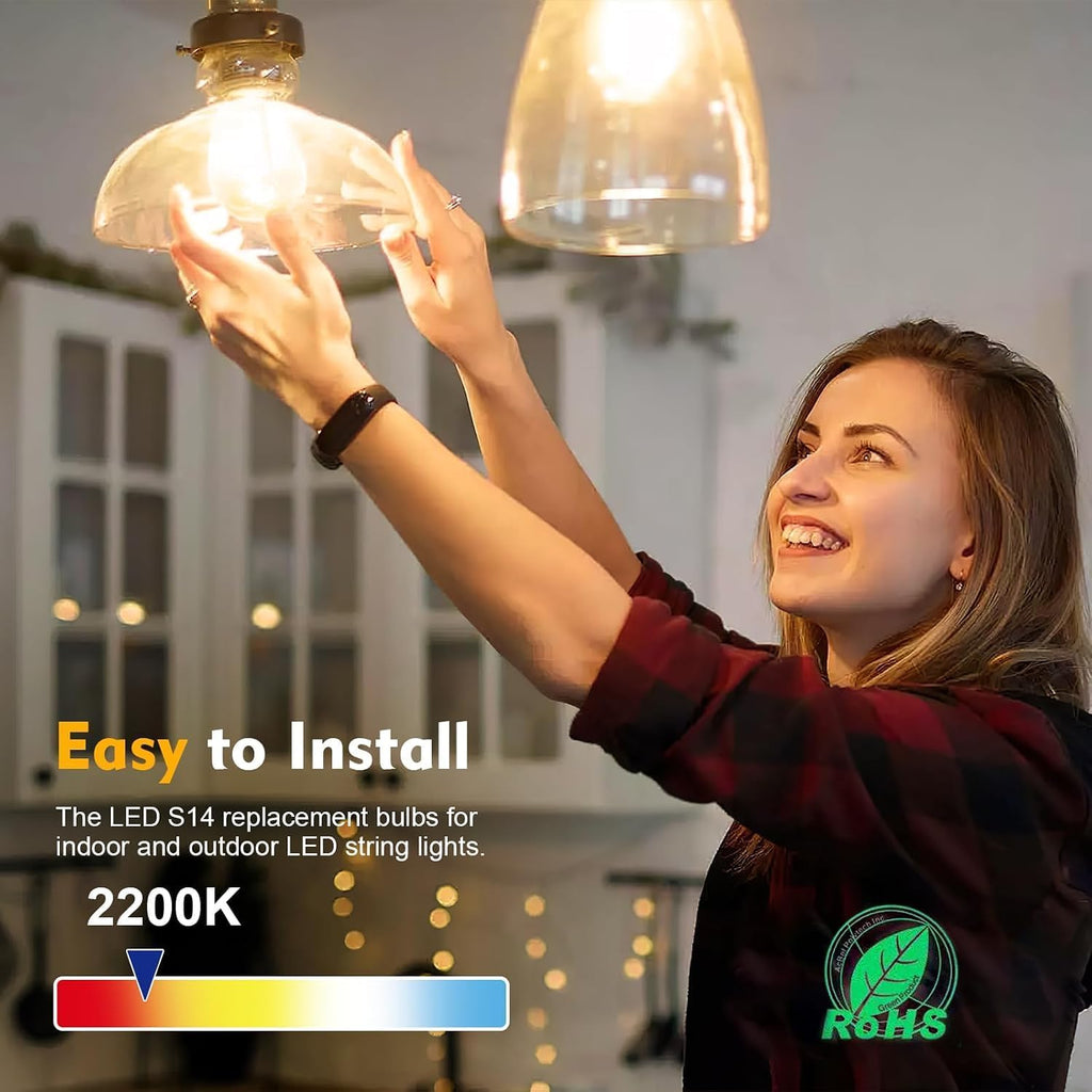 GvvooHome 48 Pack S14 LED Outdoor String Light Bulbs, Warm White, E26 Base