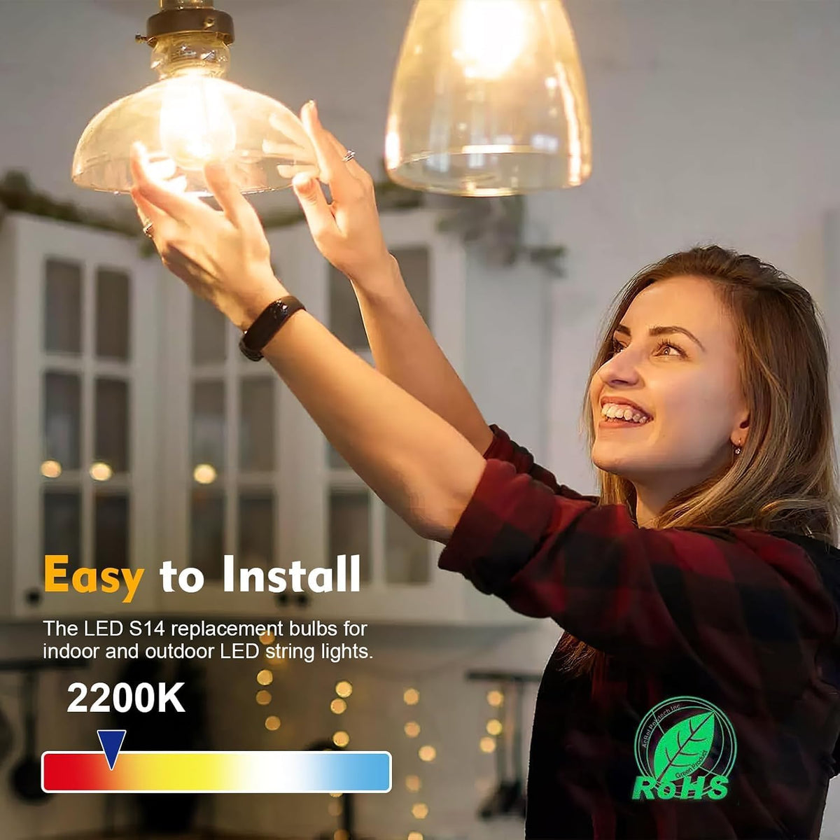 GvvooHome 48 Pack S14 LED Outdoor String Light Bulbs, Warm White, E26 Base