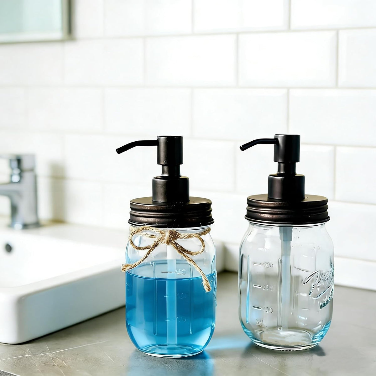 Amolliar Mason Jar Liquid Soap Dispenser, Lotion Dispenser(Bronze 2 Pack)
