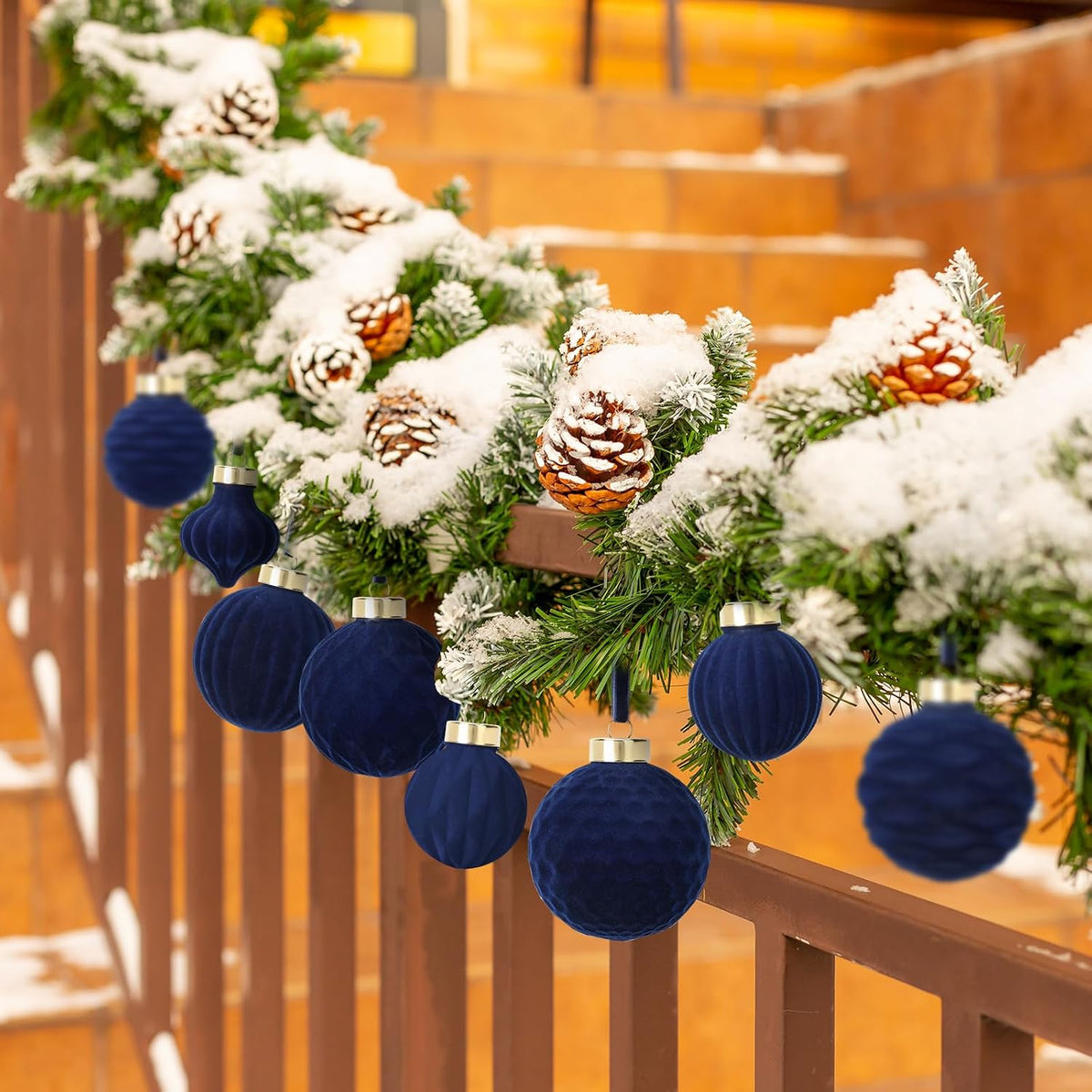 ZenNex Christmas Ornament,Velvet Christmas Ball,25Pack,Xmas Decor Navy Blue