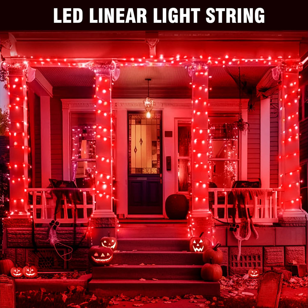 400FT Red LED Fairy Lights, Christmas String Lights with Remote, 8 Lighting Modes, Waterproof Plug-in Lights for Valentine, Halloween, Fireplace, Banister, Restaurant, Bar, Shop Display